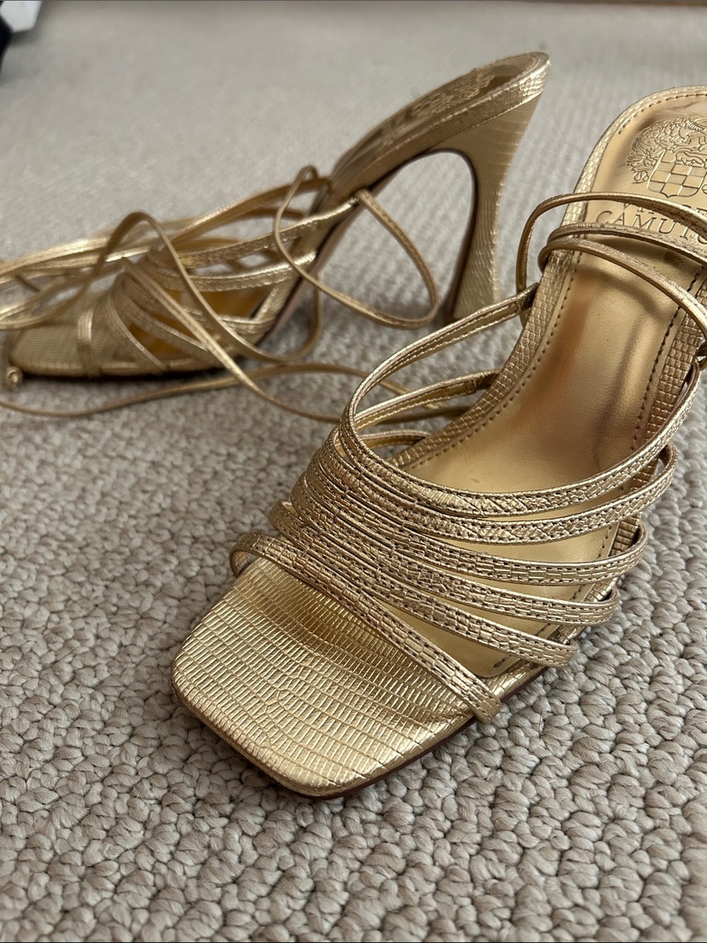 Vince Camuto Metallic Gold Strappy Heeled Sandals